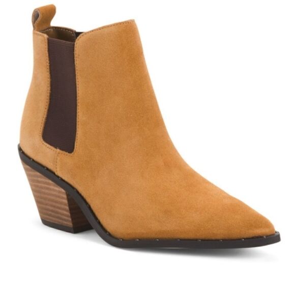 WOMEN'S BOOTS CHARLES BY CHARLES DAVID Suede Pointed Toe Chelsea Booties - Picture 1 of 2
